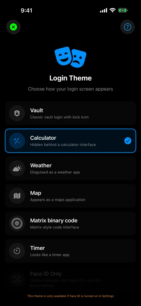 Login theme picker