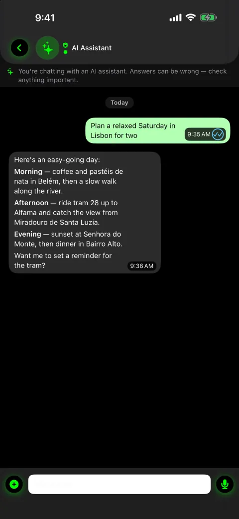 Chat with the AI assistant